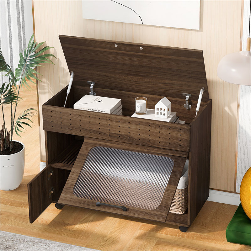 Versatile Multi-Functional Cat Litter Box House With Practical Storage