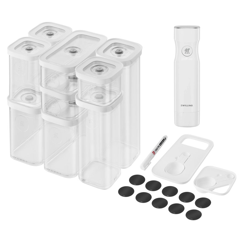 ZWILLING Fresh & Save Cube Box Set, 12-Pc, Plastic, Airtight Dry Food Storage Container, Small & Medium Cube Set With Vacuum Pump
