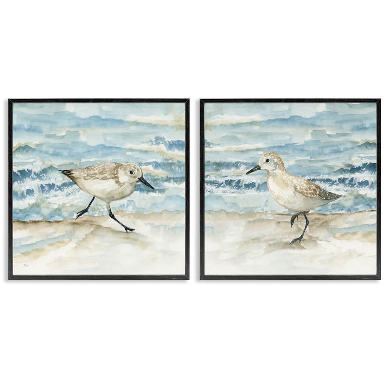 Ensemble de giclées encadrées Sandpipers, Giclée encadrée noir minuit, H 12 po x l 12 po
