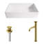 Lavabo de salle de bain rectangulaire en pierre blanche matte avec robinet H 12 po L 21 po x l 14 po x H 5 po Magnolia
