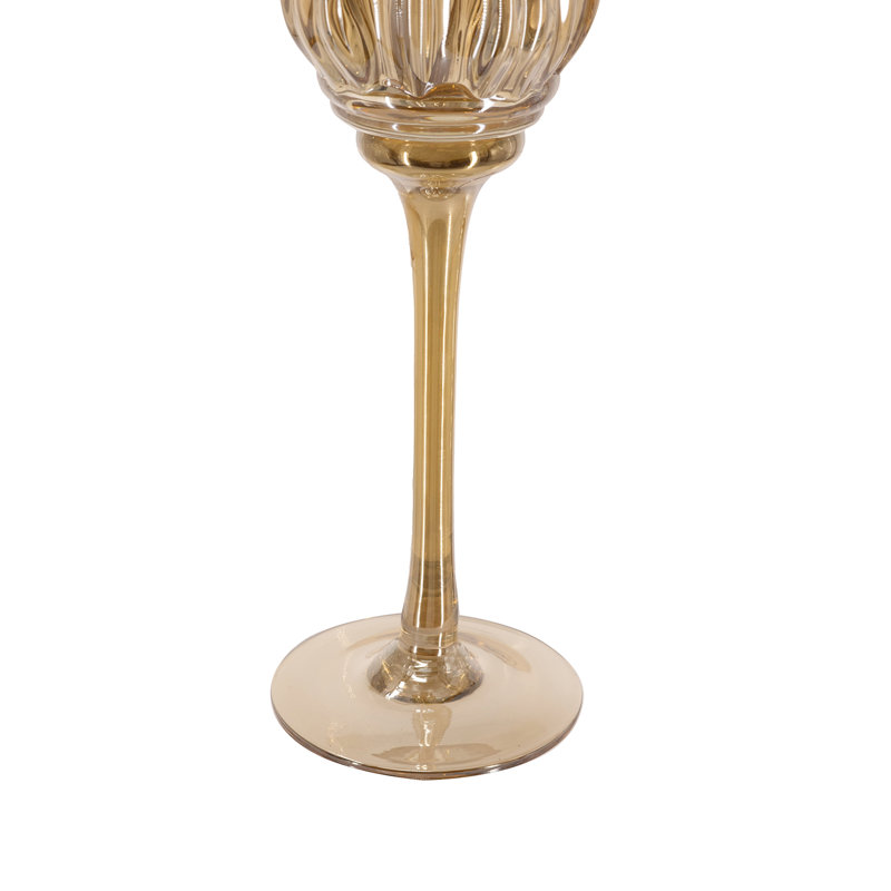 Porte-bougies en verre S / 3 avec finition lustrée ambrée