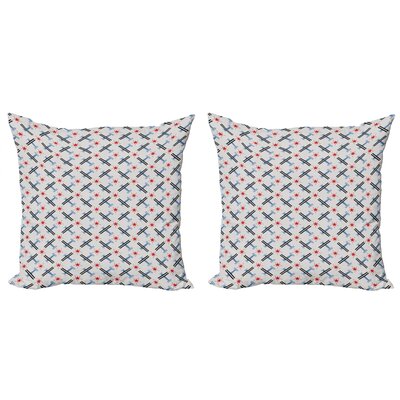 Ambesonne Vintage Airplane Throw Pillow Cushion Cover Pack Of 2, Geometric Airplane Concept With Stripes Star Patterned Background, Zippered Double-Si -  East Urban Home, 20A6368533A74AA2AFDE2CBD76C9AEA6