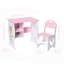 Ensemble de bureau et chaise pour enfants avec rangement, table d'étude en bois pour école à domicile, rose et blanc