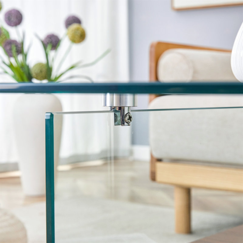 Modern Two-Tier Square Coffee Table with Stylish Design and Practical Storage