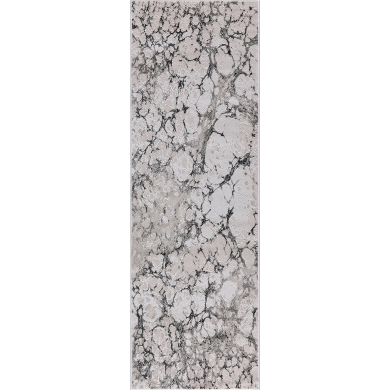 Ilios Collection Textured Abstract Cream and Grey Rug, Rectangle 7'11" x 10'1"