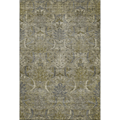 Premium Machine Washable Jamestown AMF1082 Damask Rug