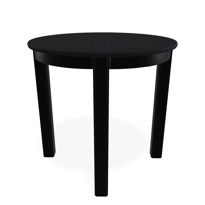 Outdoor Round Side Table, Black/Black, Marine Grade Polymer
