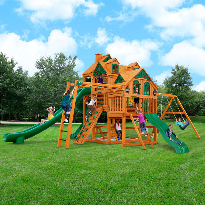Empire Cedar Swing Set with 3 Play Decks and Slides