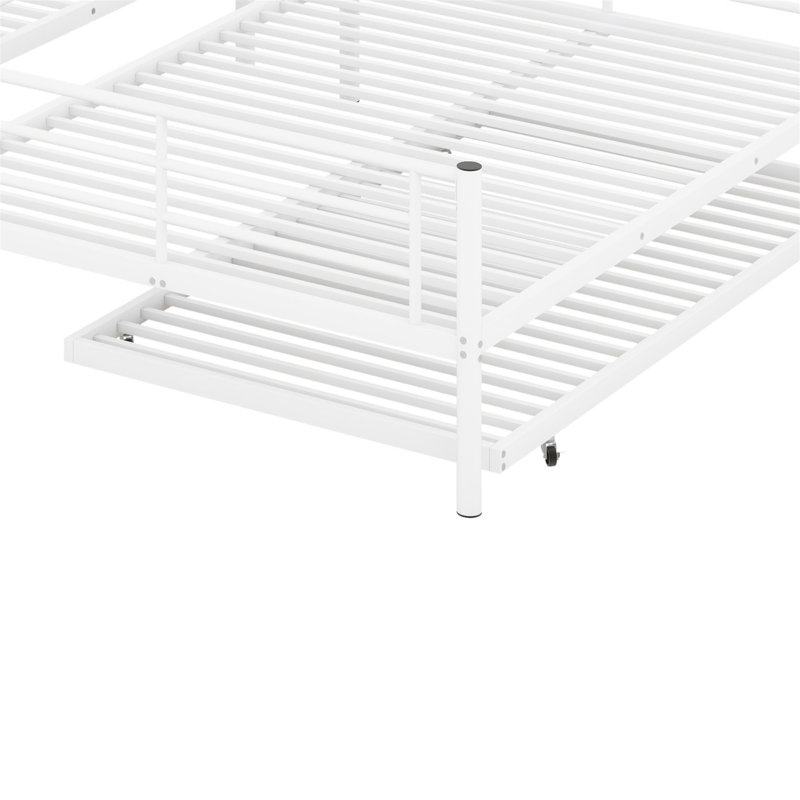 Lit superposé en métal avec lit gigogne, Blanc