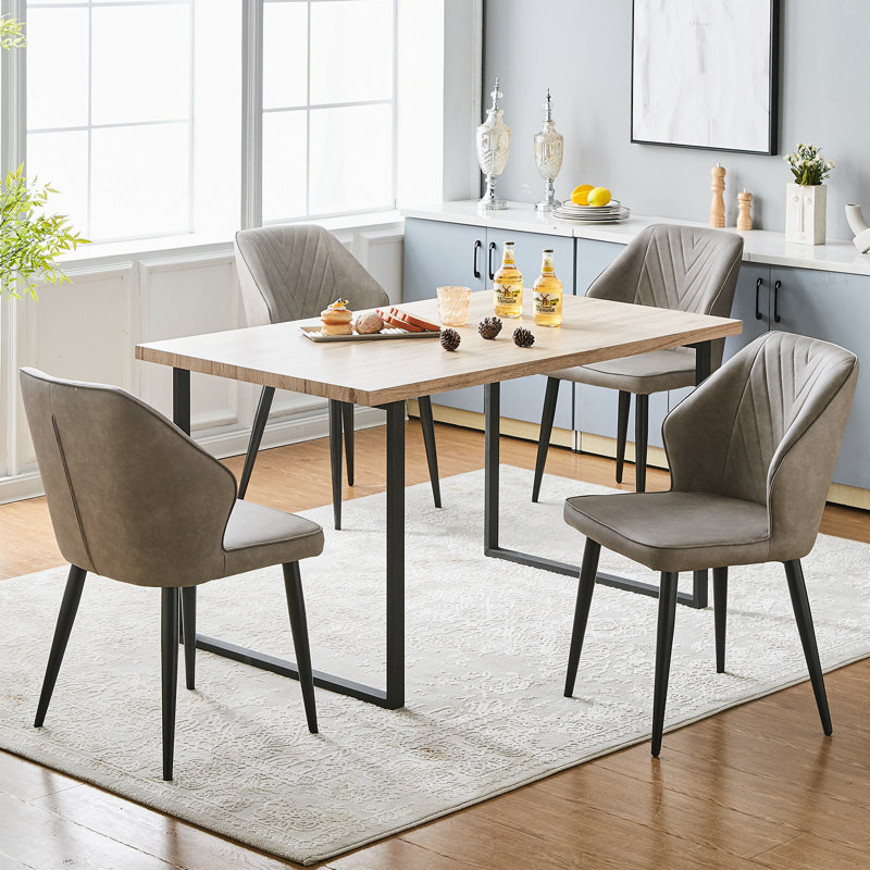 47cm H Upholstered Metal Side Chair, Grey