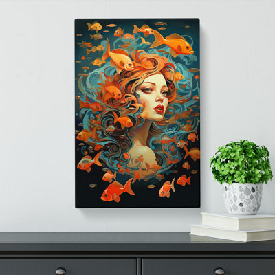 Pisces Zodiac Dadaism - Wrapped Canvas Print