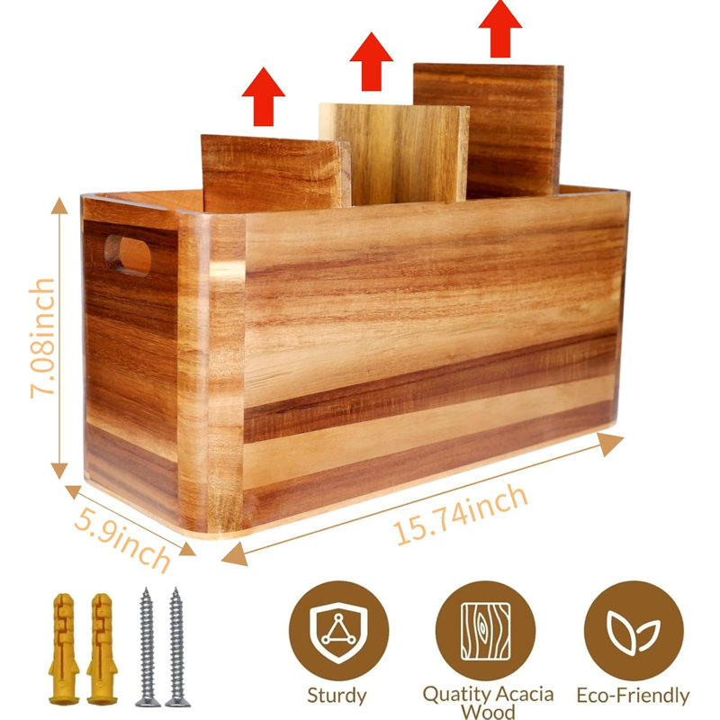 Acacia Wood Cylinder Utensil Crock