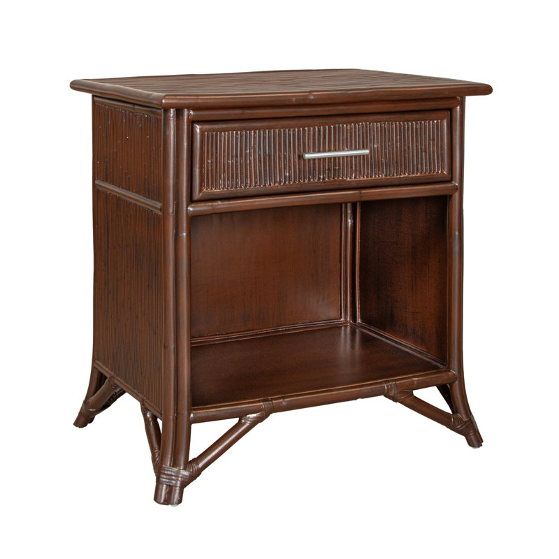 1 - Drawer Rattan Nightstand, Cocoa