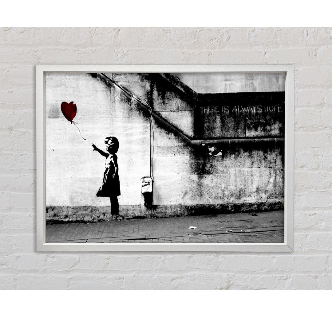 Red Heart Balloon Girl - Einzelner Bilderrahmen Kunstdrucke auf Leinwand