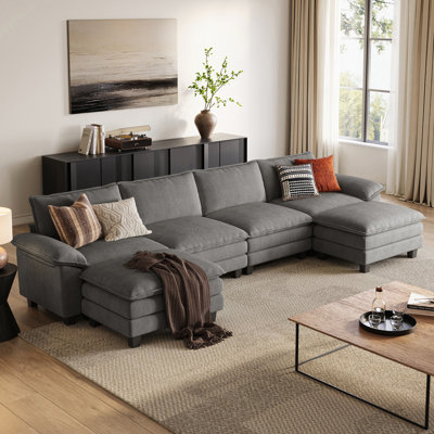  Colbey 157'' Upholstered U-shape Modular Cloud Sectional with Two Ottomans