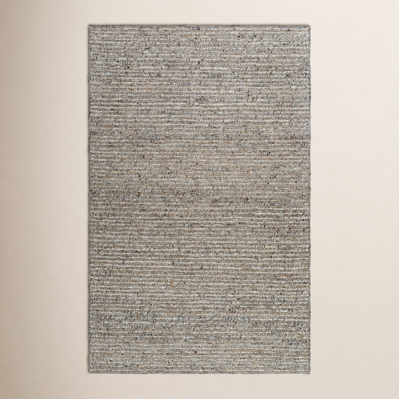Joly Handmade Wool Rug, Taupe, Rectangle 5' x 7'6"