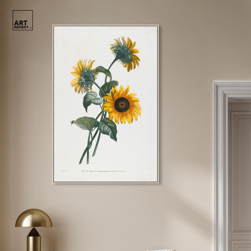 Art Remedy, impressions sur toile, tournesol, H 46 po x l 31 po, Encadrement argenté