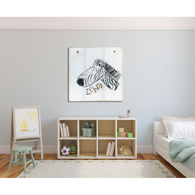 Happy Zebra by Erin Burston - Wrapped Canvas Painting, 30 cm H x 30 cm W x 4 cm D