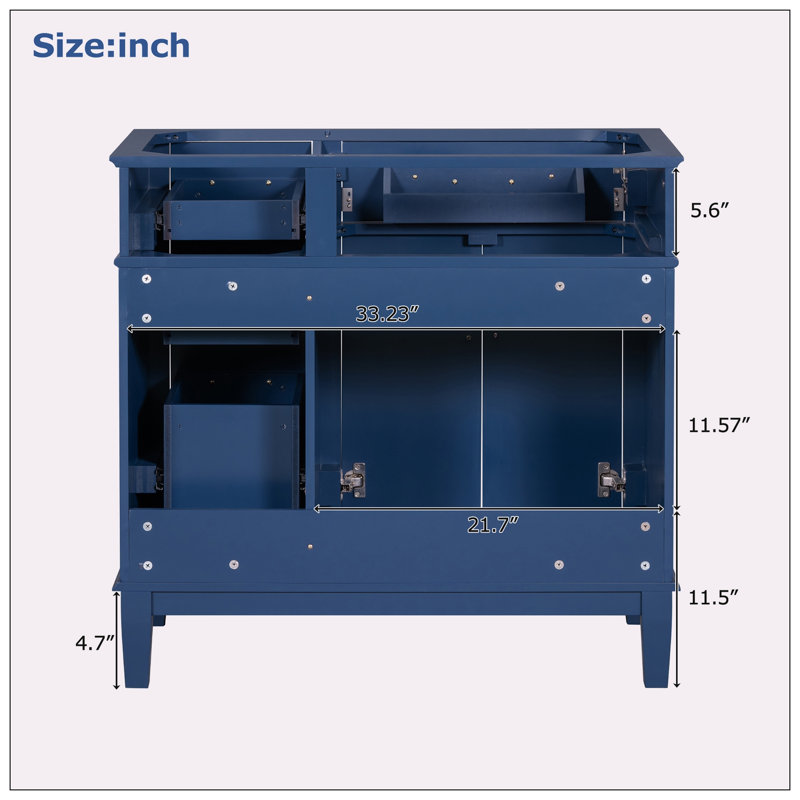 35.40'' Single Bathroom Vanity Base Only, Blue