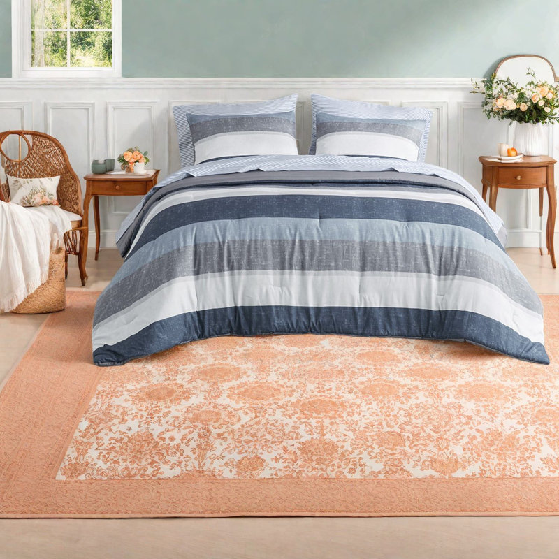 Ensembles de literie à rayures modernes, polyester hypoallergénique, édredon décontracté pour chambre double