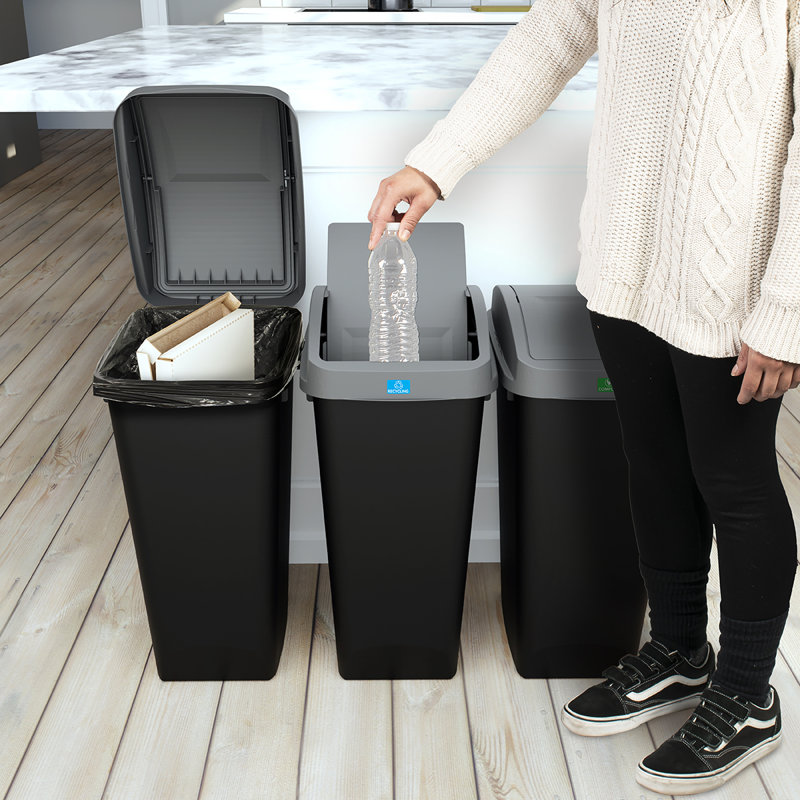 GLAD Link & Sort 36 Gallon Waste and Recycle Station, Pack of 3