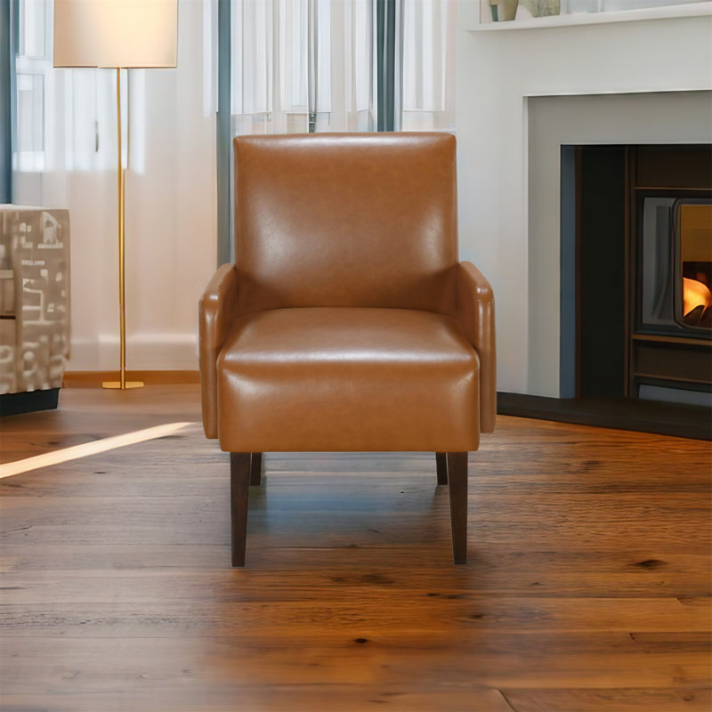 Brown Leather-Like Accent Chair