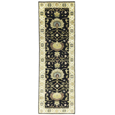 Tapis de couloir oriental noir 3x8 Peshawar