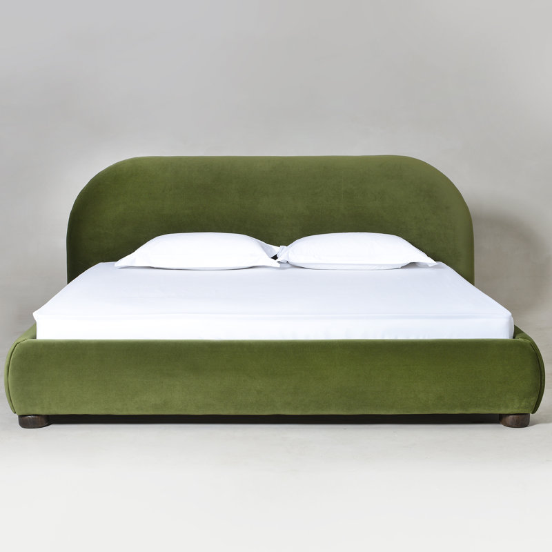 Tesso Upholstered Platform Bed, King, Olive Green
