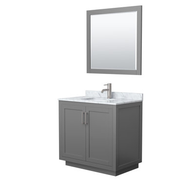 Ensemble de meuble-lavabo simple autoportant 36 po avec plateau en marbre Miranda