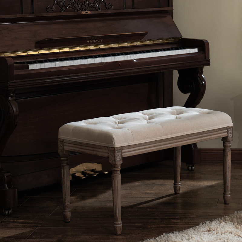Besednice Linen Upholstered Bench, 18.50" H x 31.5" W x 15.7" D