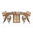 Mid-Century Modern Rectangular Waves Dining Table Set With Rattan Weave Design