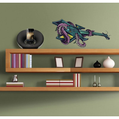 Octopus Guitar Wall Decal Octopus Guitar Wall Sticker Octopus Guitar Wall Decor