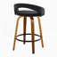 Tabouret de comptoir à hauteur fixe avec pivot en bois de noyer et velours avec repose-pieds rond en métal noir - ensemble de 2-1045700005-1045700027-1045700025