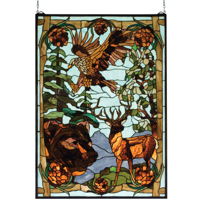 Rustic Lodge Wilderness Stained Glass Window