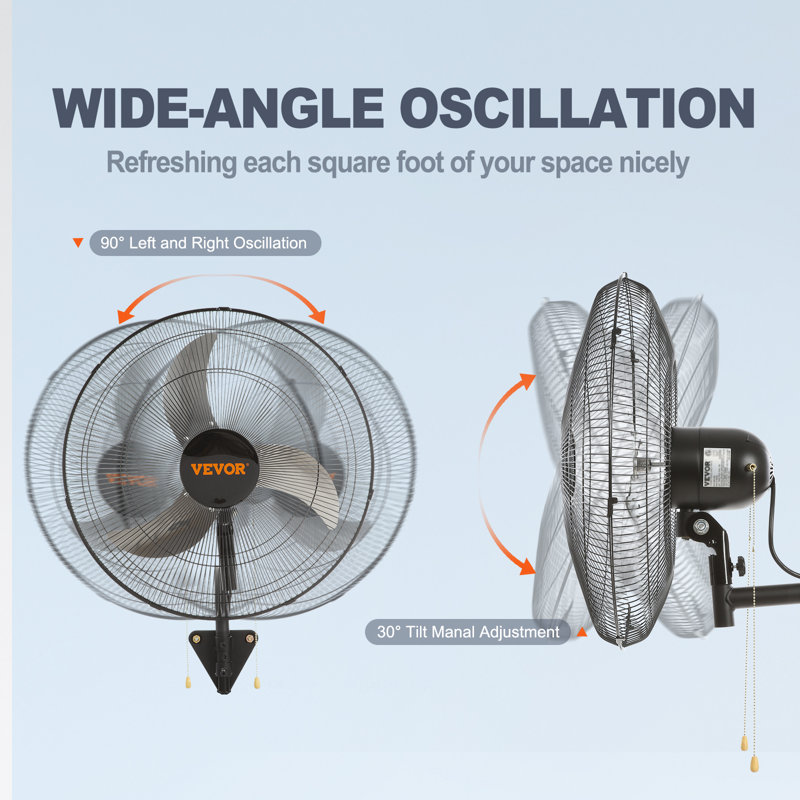 VEVOR 27.2'' Oscillating Wall Mounted Fan Fan