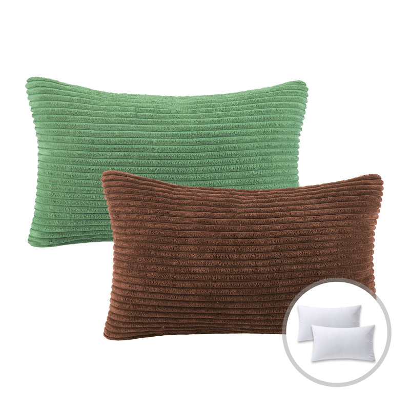 Throw Pillow Cover & Insert, Green/Dark Coffee, 18"H x 18"W
