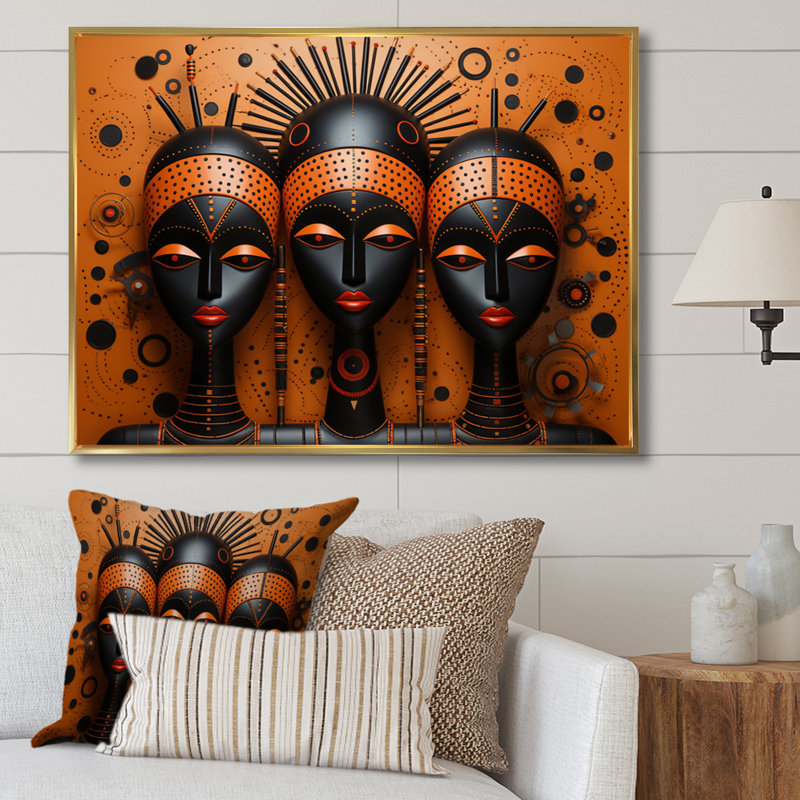 «African Tribal Rhythms IV - Tribal africain, reproductions encadrées, H 30 po x l 40 po x P 1,5 po, Cadre flottant doré