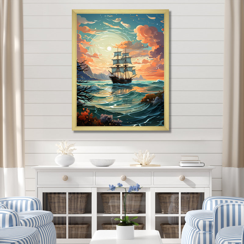Port Nautical Dreams I sur impression sur toile, H 44 po x l 34 po x P 1,5 po, Encadrement doré