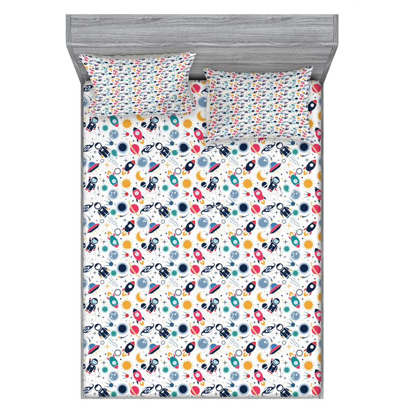 Spaceship Microfiber Sheet Set, Queen Sheet Set with Fitted Sheet