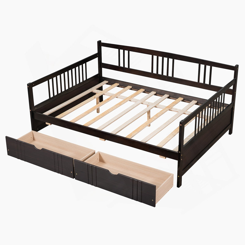 Daybed Wood Bed with Two Drawers, Full/Double, Espresso