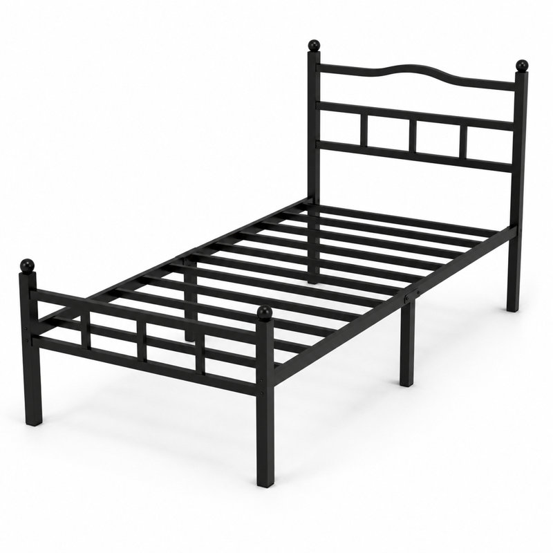 Metal Bed Frame With Headboard Twin Sized, Twin