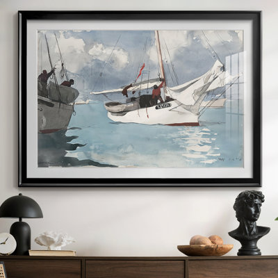The Sloop «Lizzie» -Winslow Homer, reproduction encadrée avec passe-partout et verre 1873