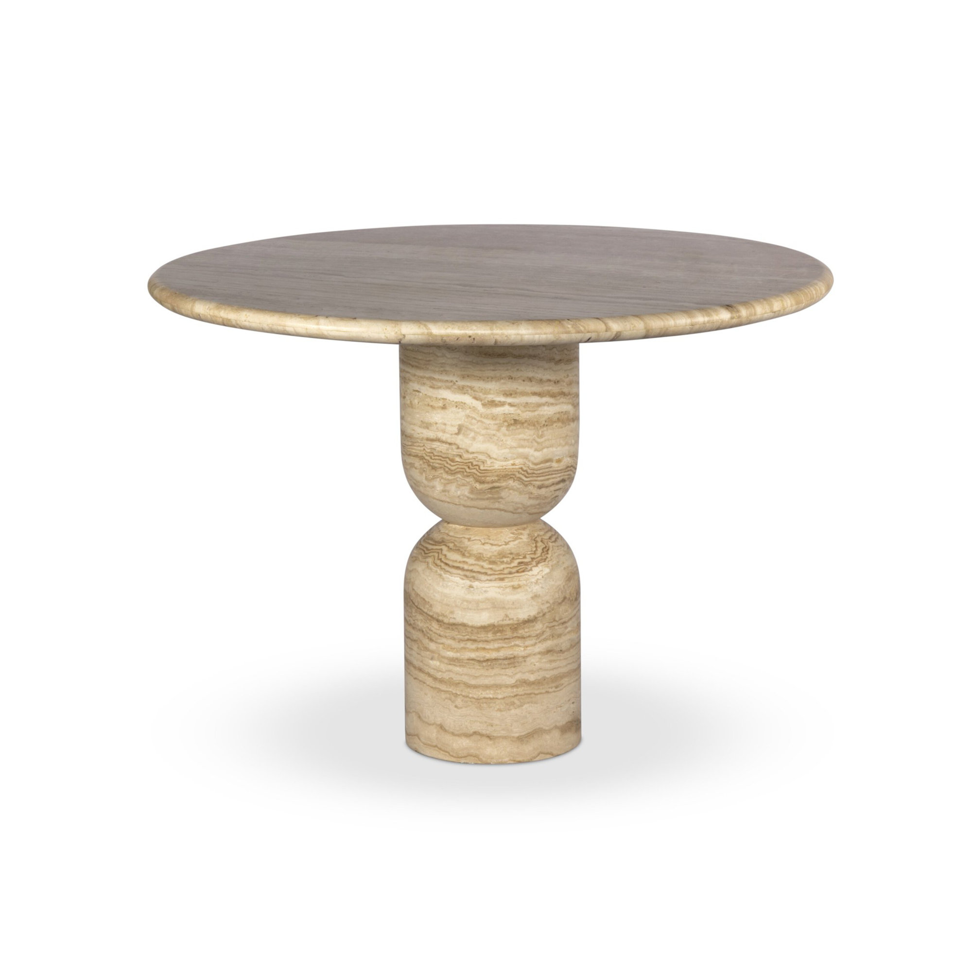 Figueroa Round Marble Dining Table, Light Beige Tavertine, 30" H x 42" W x 42" D