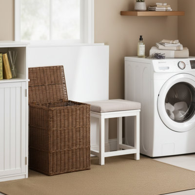 Joseph Rectangular Woven Resin Wicker Laundry Hamper - 17.3" x 13.8" x 23.6" - Espresso Brown