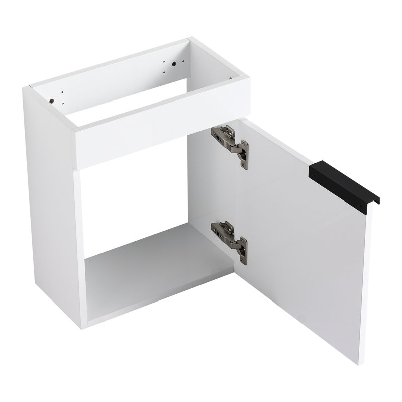 Meuble-lavabo 16 po avec lavabo en céramique, fermeture en douceur, salle de bain compacte murale 16 po, portes fermées, pour petite