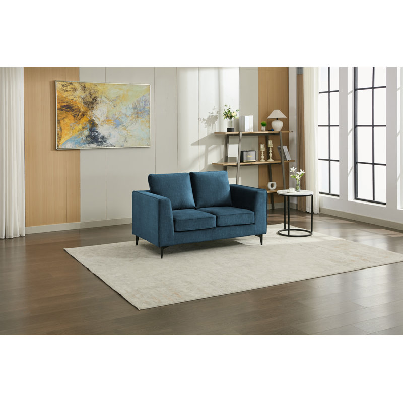 Carmen Modern Upholstered Sofa, Blue, 2