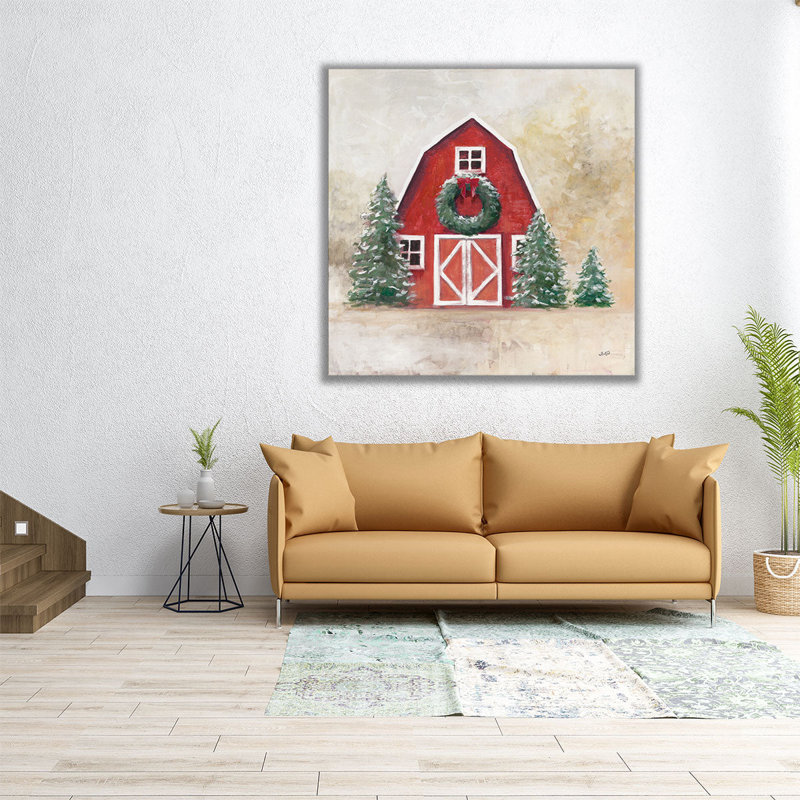 «Decembre Barn», reproduction d'art sur toile, H 12 po x l 12 po