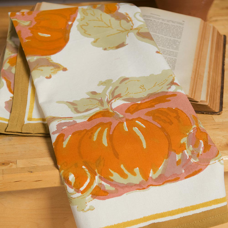Pumpkin Floral Tea Towel