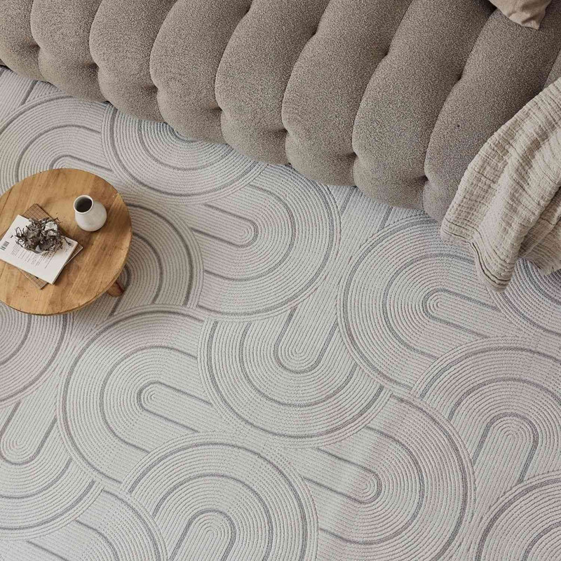 Carmel Modern Arc Cream/Grey Area Rug, Rectangle 160 x 230 cm