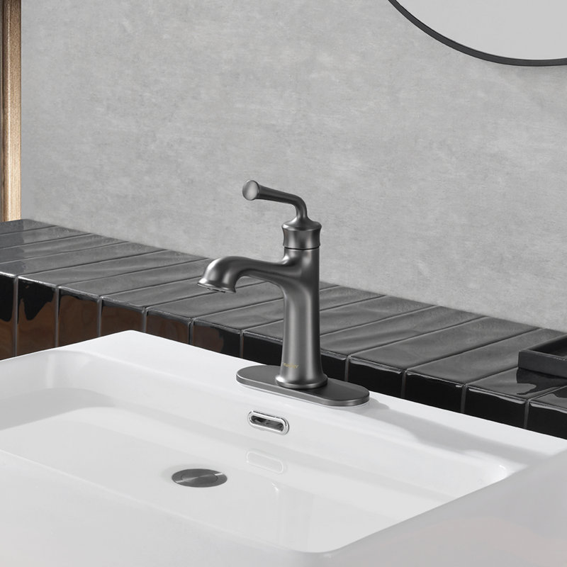 Single-Hole Single-handle Bathroom Faucet with Drain Assembly, Black Stainless